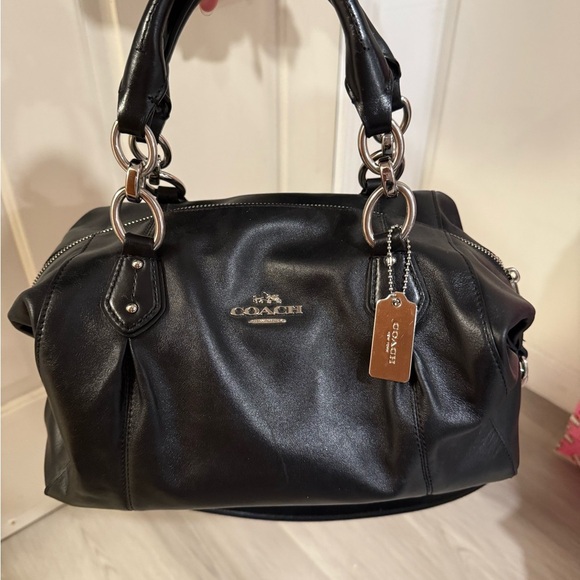 Coach Black Leather Handbag Duffle - Picture 1 of 8